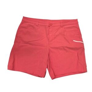 Eddie Bauer First Ascent Women Coral Pink Hiking Outdoor Shorts Zip Pocket